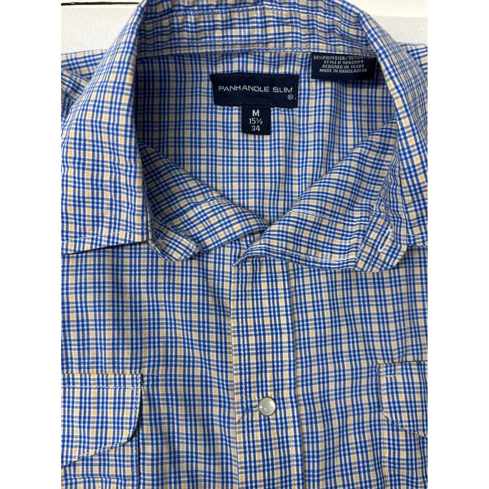 Panhandle Slim Plaid Western Shirt Mens Medium 15 1/2 34 Cowboy Rodeo